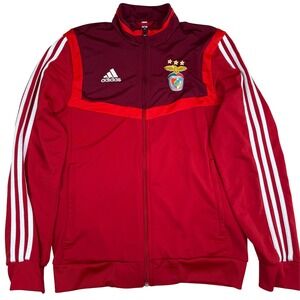 Adidas SL Benfica Track Jacket Red Mens Small Soccer Football 3-Stripes Zip Up